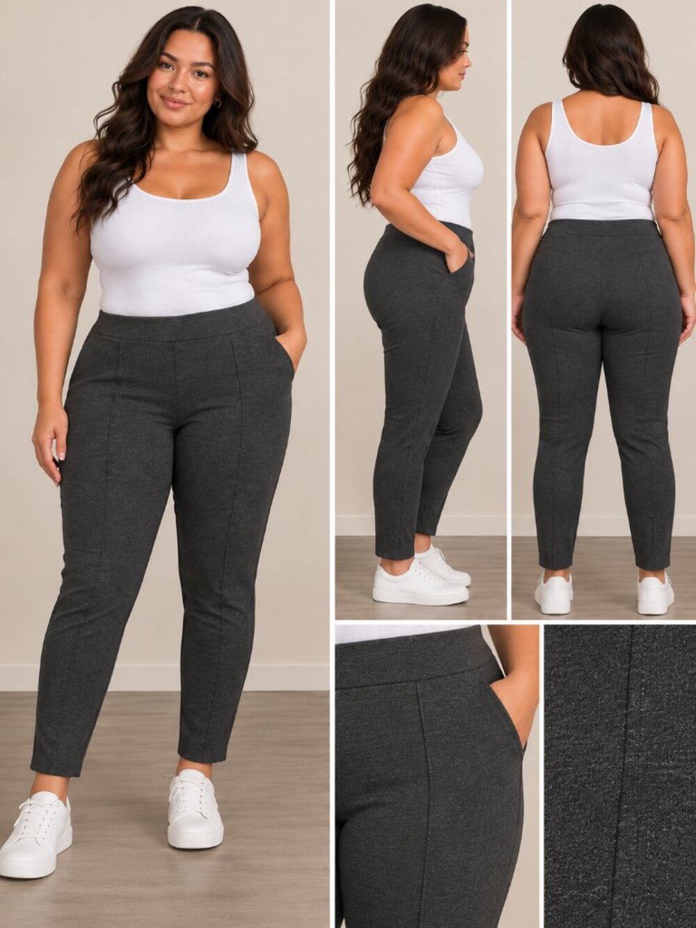 Banana Republic XXL Charcoal Grey Fitted Pull-On Pants